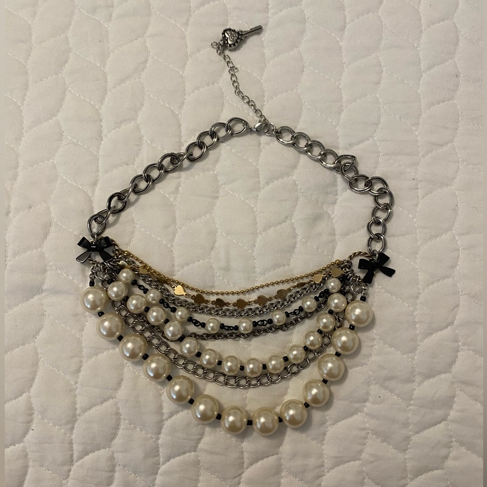 Betsey Johnson silver layered necklace